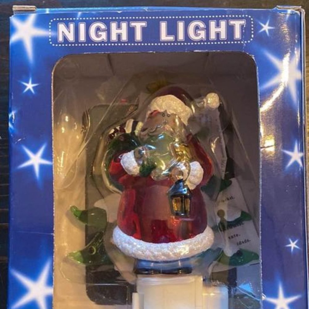 Christmas Santa w/ Tree Plug-in Night Light 6” tall